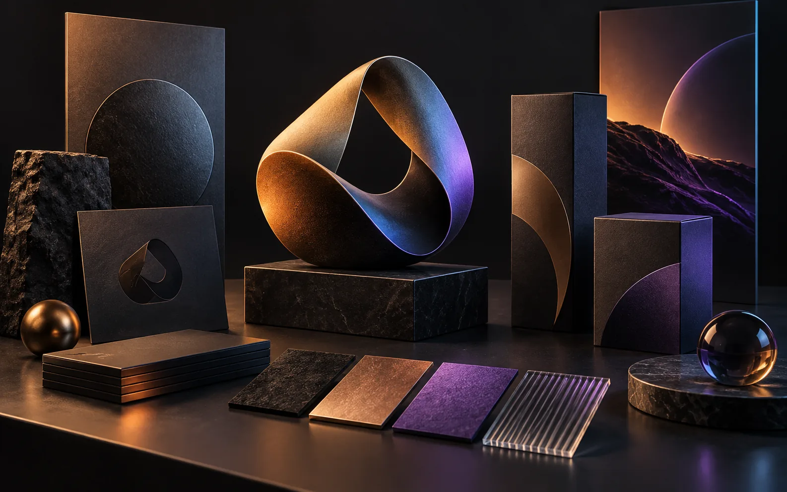 Brand identity system with product materials and visual forms