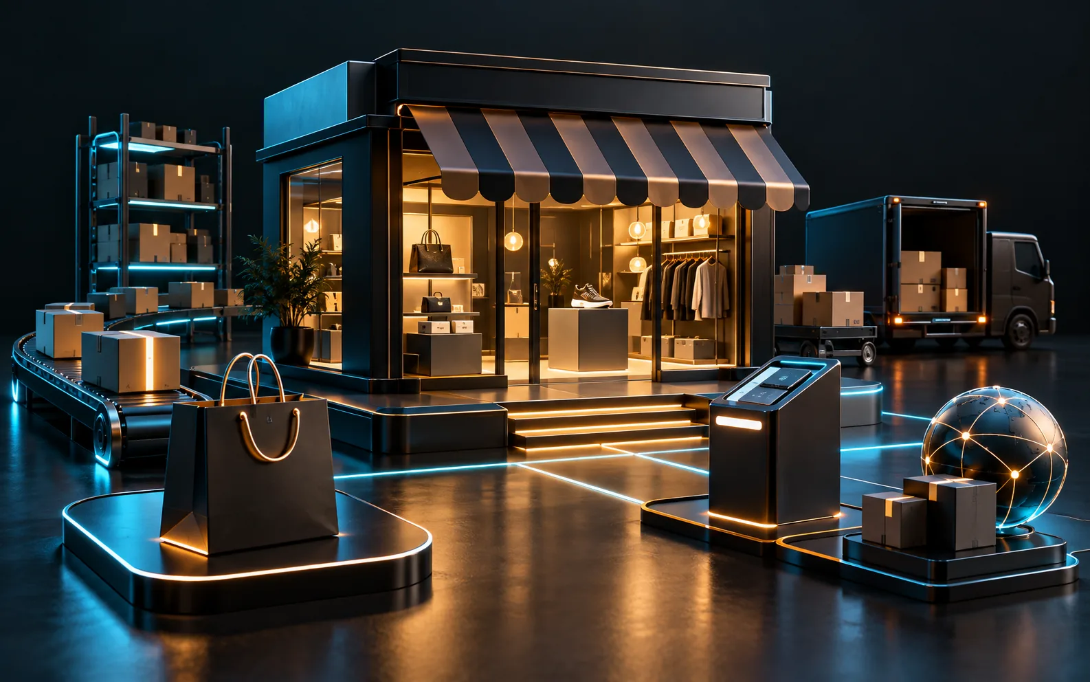 Premium e-commerce storefront with product and delivery systems